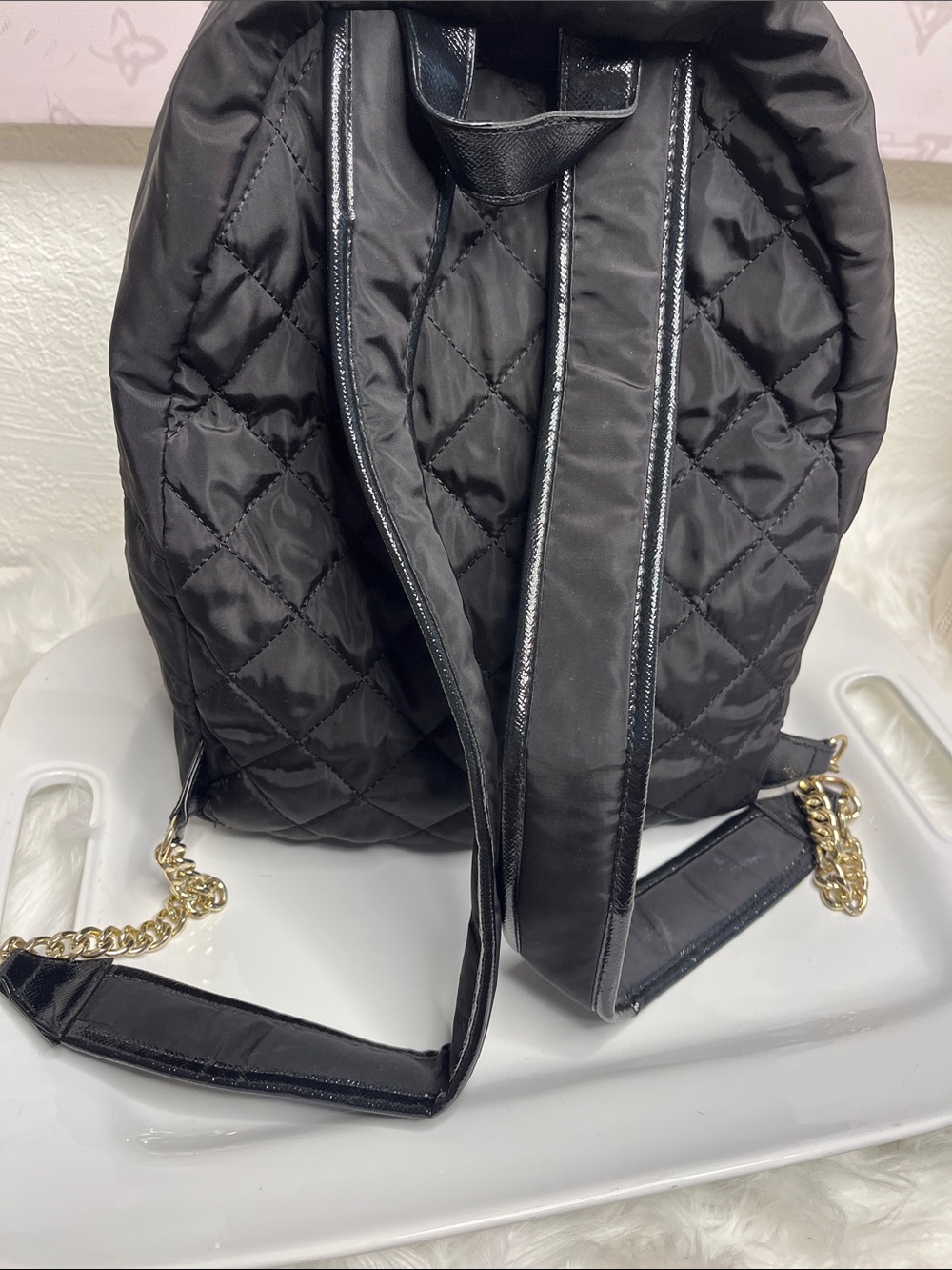 Victoria's Secret Black Sequin Palm Accent Backpack - Picture 3 of 7
